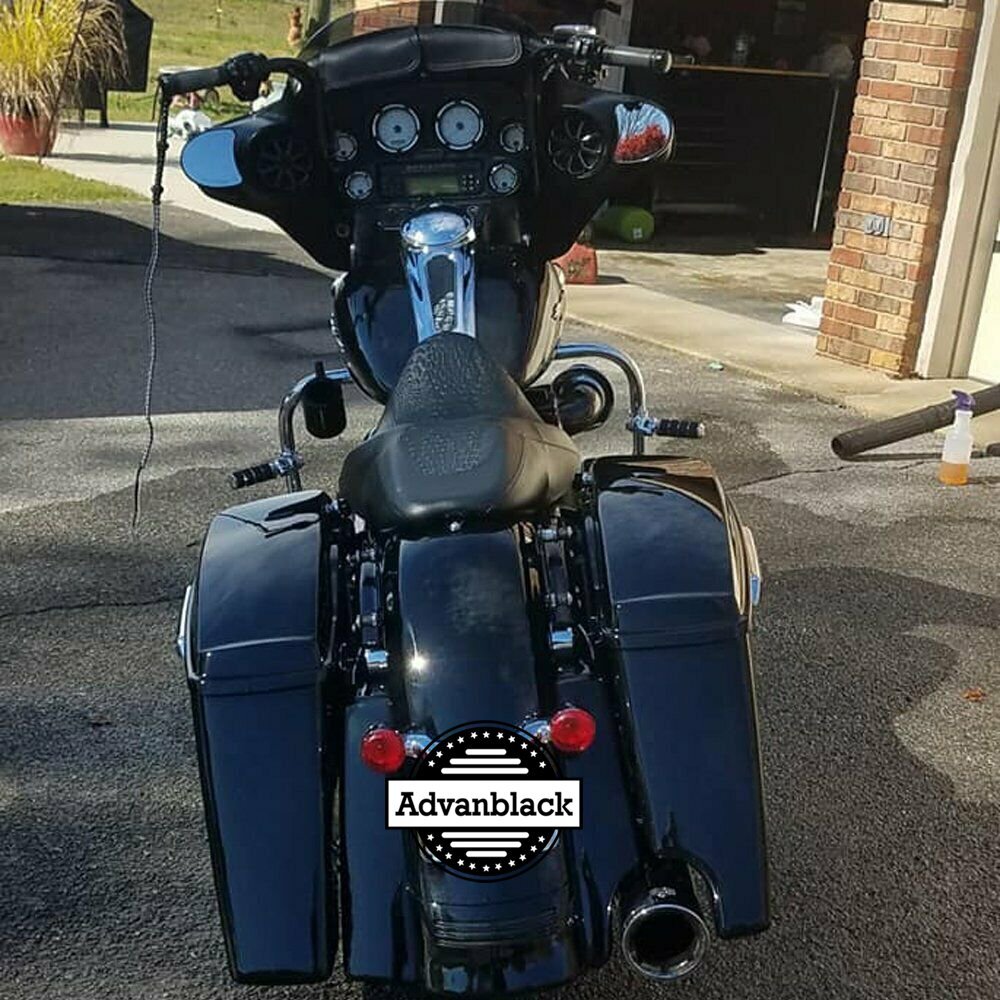 Single Cut Out Vivid Black Extended Bags Stretched Saddlebag For Harley  2014+