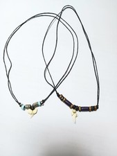 2 collane  regolabili etnica  con dente di squalo vero tribale surfista