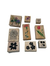 Floral Rubber/Wood 9pcs Stamp Set