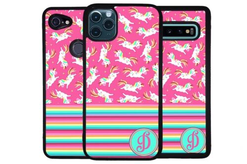 Unicorn Candy Stripe Rainbow Personalized Phone Case for Apple Samsung LG Google