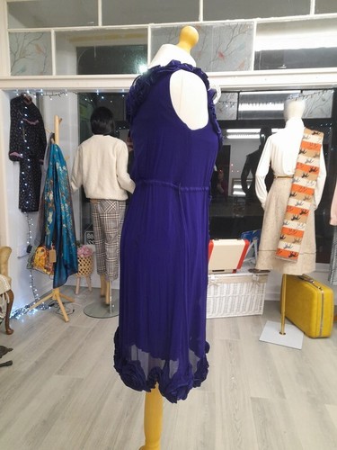 60's Inspired Retro 100% Silk Purple Dress - Picture 5 of 11