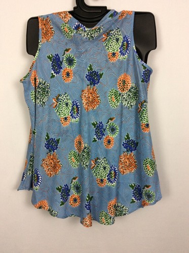 7 Islands Fun Comfy Rayon Sleeveless BLUE SUMMER FLORAL Tank 5703X - Picture 7 of 10