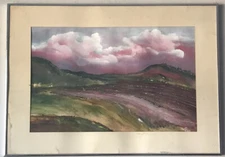 VINTAGE MODERN  WATERCOLOR PAINTING OLD ABSTRACT LANDSCAPE EXPRESSIONIST FAUST