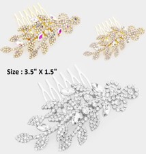 Crystal Rhinestone Hair Comb Wedding Bridal Party Stick Cocktail Branch Leaves