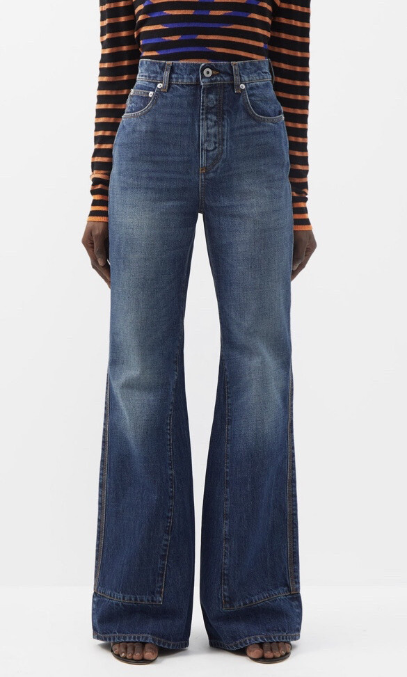 BNWT LOEWE Anagram Logo High Rise Flared Logo Denim Jeans Size FR 40 UK 12