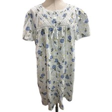 One Size Barbizon Women's Vintage 1980s Floral Nightgown Blue Rose