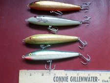 4 Vintage Rebel Jumpin Minnow Topwater Lures One G finish bait
