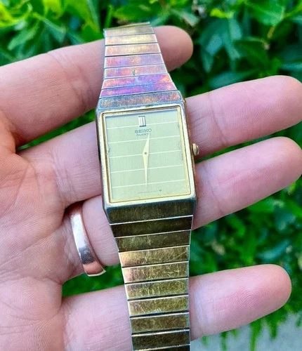 Rare Vintage Seiko 6530 5100 Quartz Tank 1980s Gold Tone Parts Repair Mens