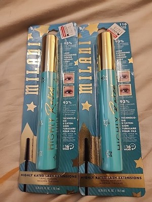 Lot of 2 MILANI HIGHLY Rated Lash Extensions Tubing Mascara Black Brand New
