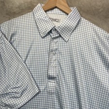 Collars Co. Men's Short Sleeve Button Up Grid Check Polo Shirt XL