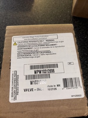 Whirlpool Refrigerator Water Inlet Valve WPW10312696**