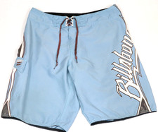 VTG Y2K Billabong Surf Board Shorts Blue Sz 34 Mark Occhilupo Spellout Logo