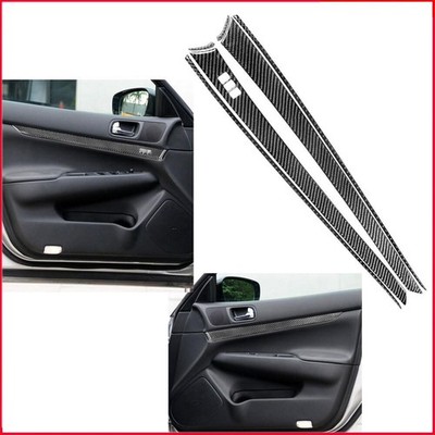 6Pcs For Infiniti G37 Sedan 2010-2013 Carbon Fiber Front Door Panel Cover Trim