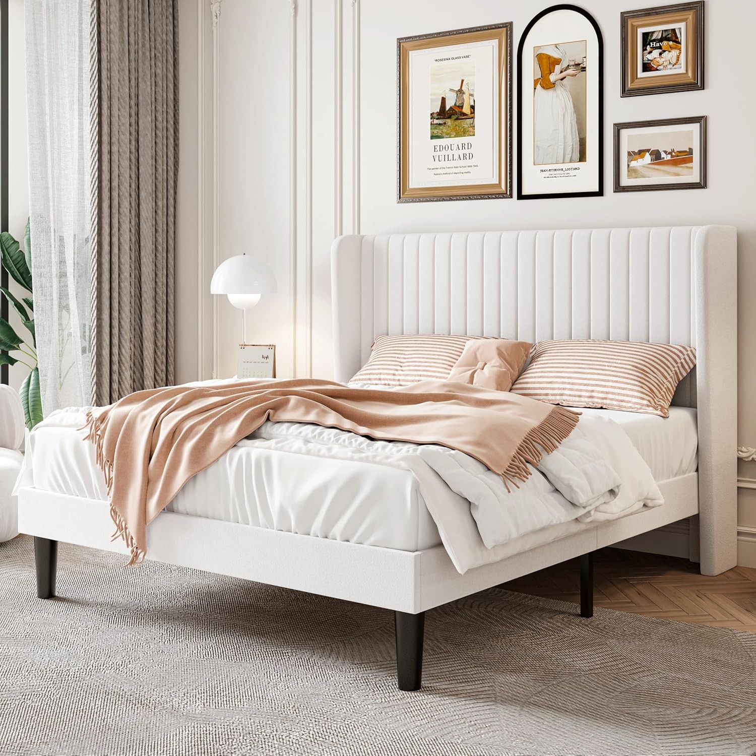 With Vertical Channel Tufted Wingback Head