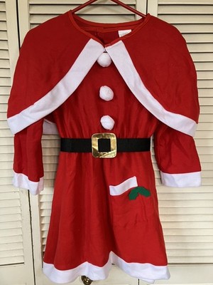 New Childs Christmas Santa Little Helper Mrs Claus Costume Kids L 9-11 Yrs