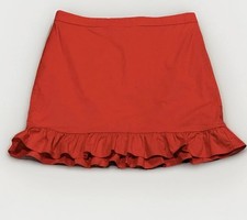 Vintage J.Crew 90s Women  s Red Cotton Twill Ruffle Hem Lined Mini Skirt Zip 10
