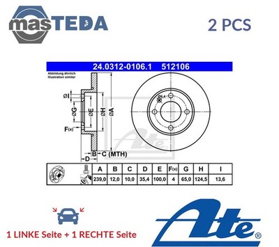 240312-01061 BREMSSCHEIBEN SATZ VORNE ATE 2PCS NEU OE QUALITÄT