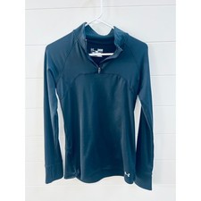Under Armour Women Size Medium Black Base Layer Long Sleeve Quarter Zip