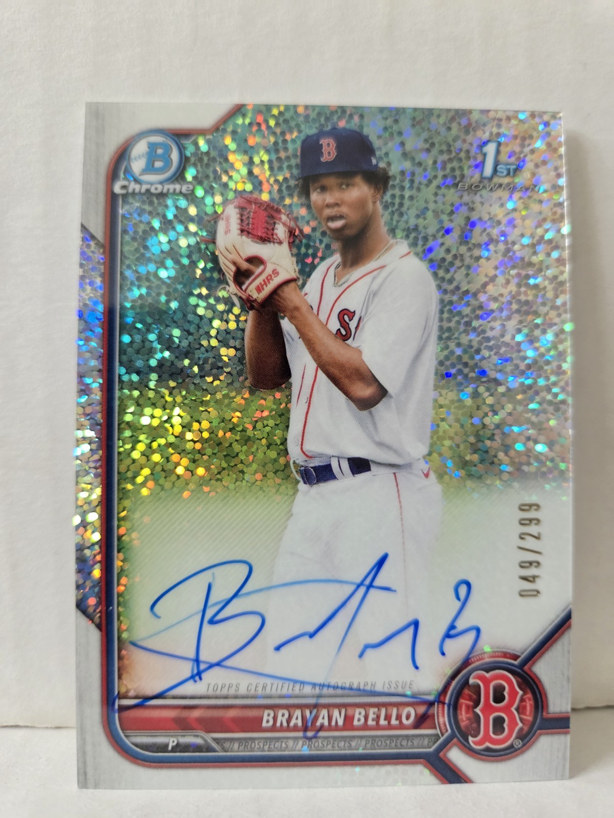 Brayan Bello 2022 Bowman Chrome Speckle Refractor Auto /299 1st Prospect Rookie