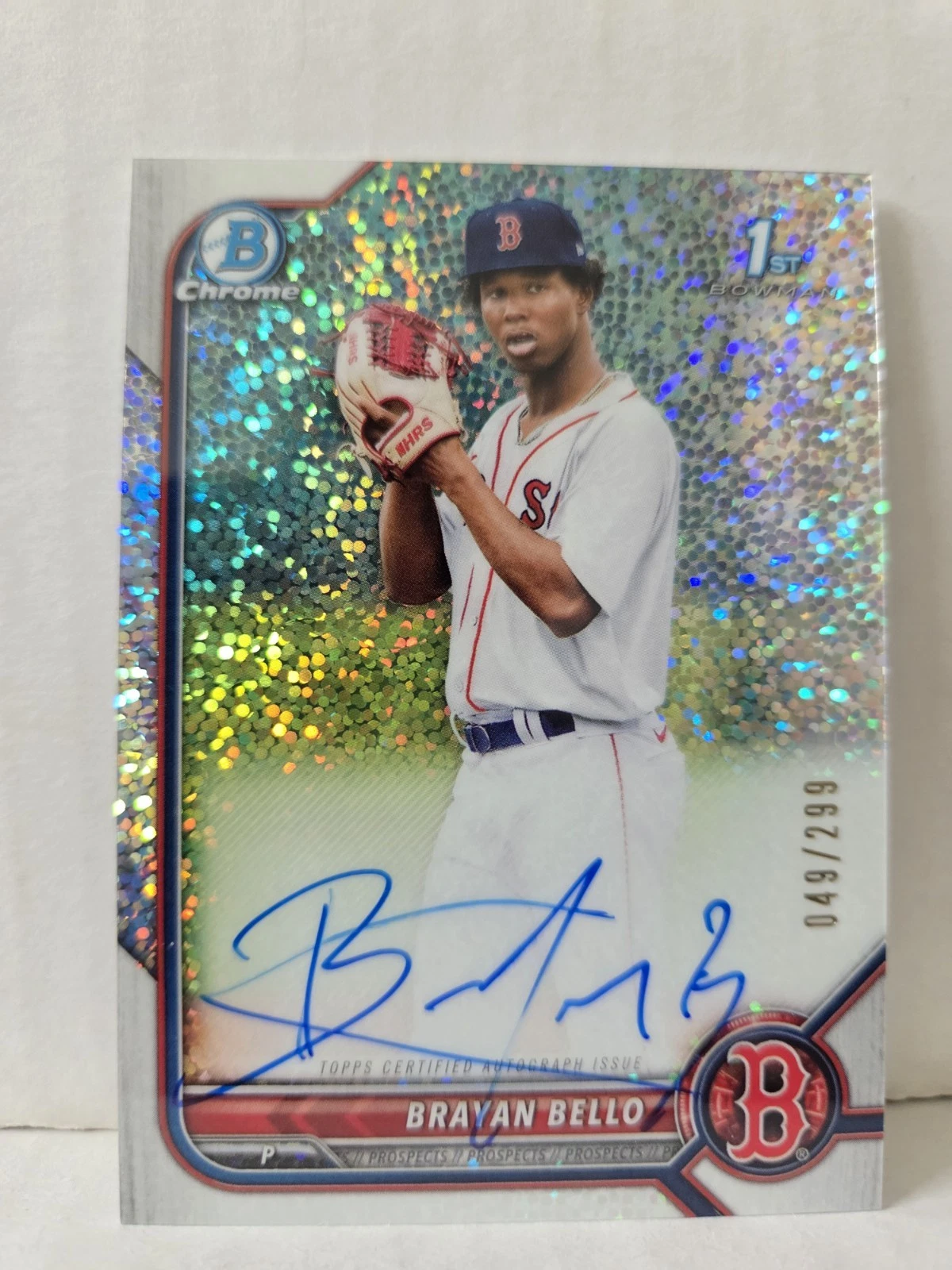Brayan Bello 2022 Bowman Chrome Speckle Refractor Auto /299 1st Prospect Rookie