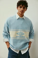 Umbro Logo Men's Relaxed Fit Crew Neck Knit Sweater Blue $120 NEW L / XL