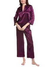 N Natori 2Pc Scroll Satin Jacquard Pajama Set Women's