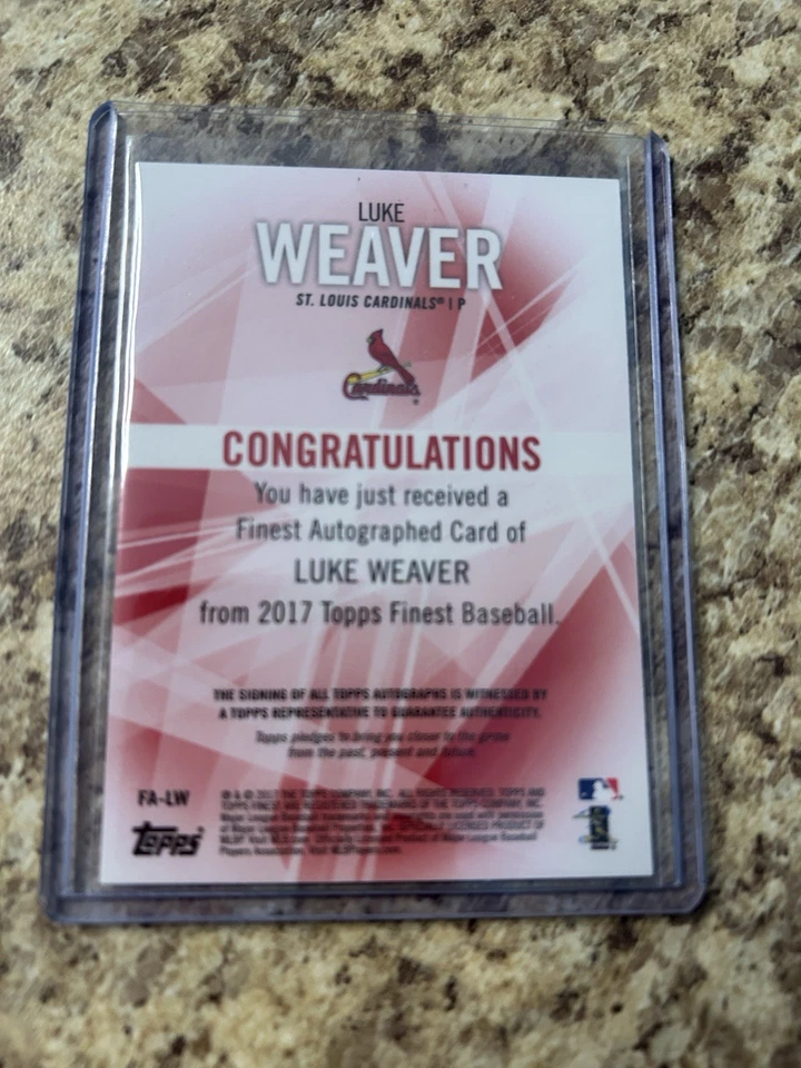 2017 Topps Finest - Autographs Luke Weaver #FA-LW (AU, RC) - Image 2 of 2