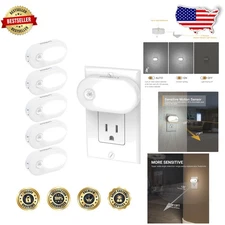 Plug-in Night Light 6pk Motion Sensor Dimmable Cool White LED 1-120LM