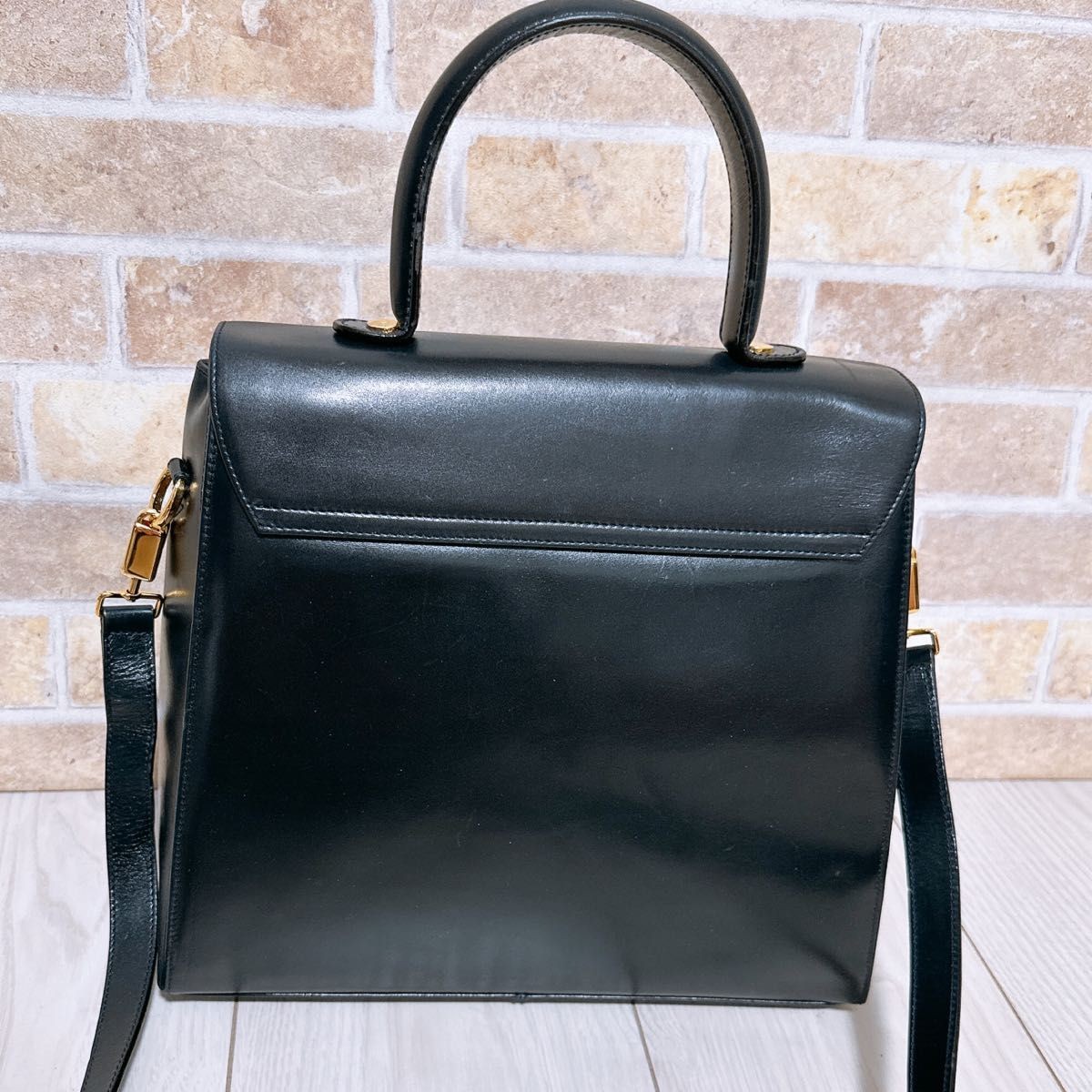 Salvatore Ferragamo All Leather 2way Bag E-21 C636 Black