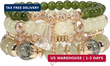 Caiyao 4Pcs Bohemia Multilayer Stackable Beaded Bracelets Set Colorful Crystal S