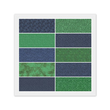 Navy Blue  Green CHARM PACK: 40 5" x 5" Squares, 100 Quilting Cotton Fabric