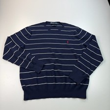 Polo Ralph Lauren Sweater Mens Large Blue Crew Neck Pullover Pima Cotton Preppy