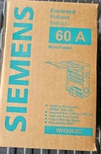 Siemens WN2060U Non Fused AC Disconnect 60 Amp Enclosed Pullout Switch - NEW