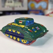 Vintage Japan Tin Toy Friction Military Tank 1960s MINT