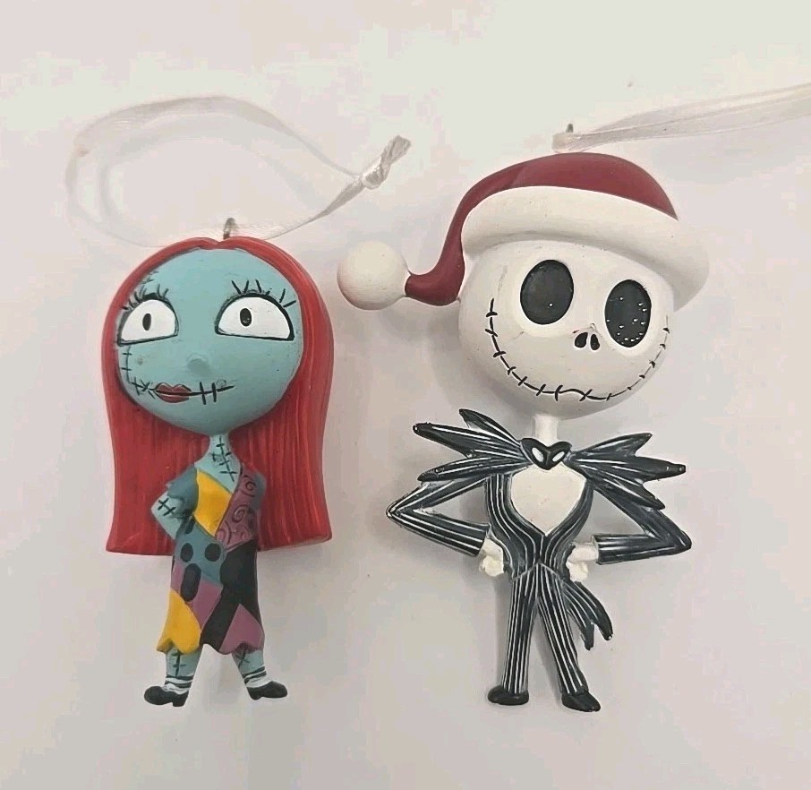 Nightmare Before Christmas Ornaments Jack Skellington & Sally Set Hanging Decor