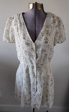 Sugar Lips White Pink Floral Mini Dress Women's M Romantic Boho Cottagecore EUC
