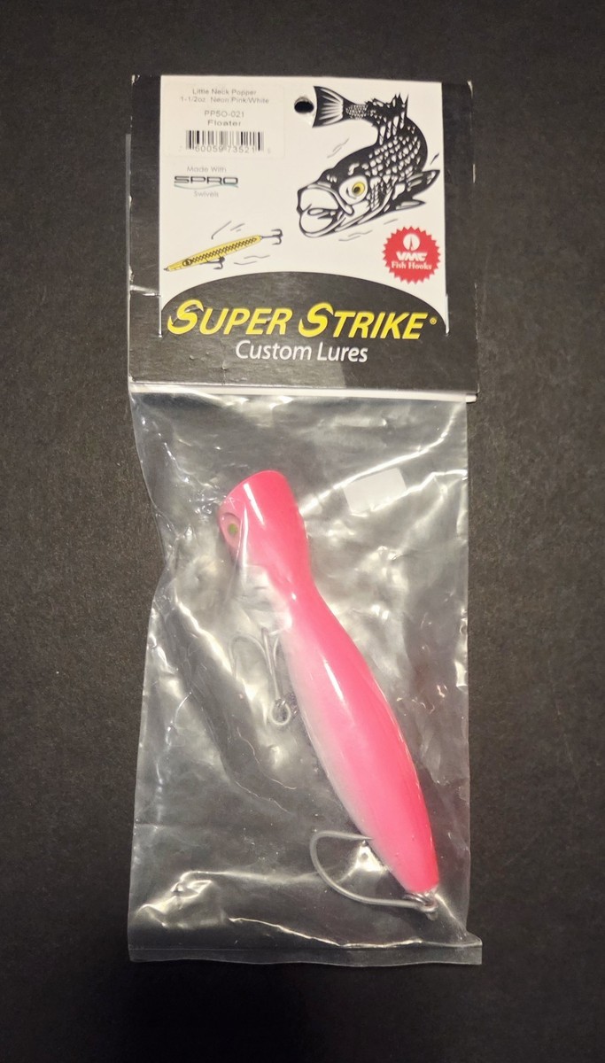 RARE PINK SUPER STRIKE LURES-GREEN EYE LITTLE NECK POPPER PLUG +