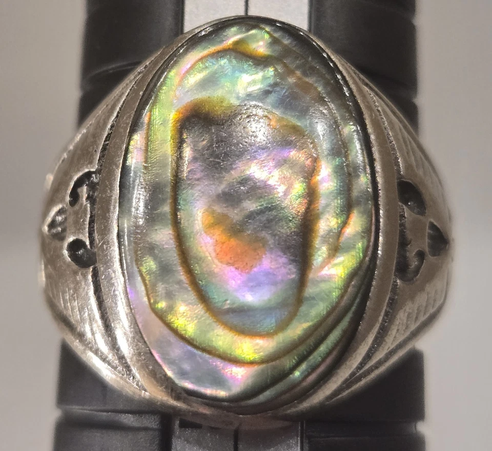 Anillo de plata esterlina para hombre abulón Thunderbird estilo suroeste talla 11 Foto 2 de 4