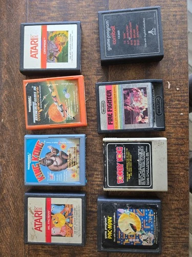 Atari 2600 Cartridge Lot 8 Pac-Man Donkey Kong Centipede Tigervision Used