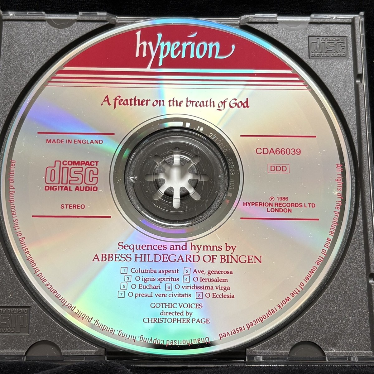 【中古】「非常に良い」［CD］La Bibbia HILDEGARD OF BINGEN - EMMA KIRKBY & Gothic Voices - HYPERION CD UK