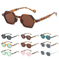 Retro Hexagon Sunglasses for Men Women Vintage Small Geometric Fashion Glasses