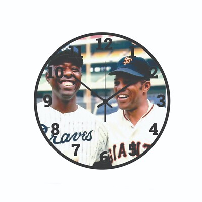 Hank Aaron Willy Mays Baseball Art Wall Clock a Hanging Time Piece