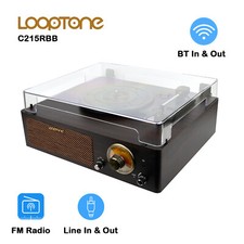 Looptone Full Size Vinyl Record Player with Bluetooth In/Out & FM Radio Function