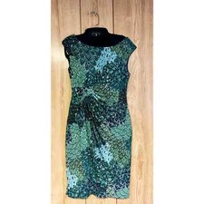 Connected dress size 6 paisley green wrap skirt short sleeve