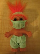 Vintage Russ Troll Doctor Surgeon 5 inches Orange Hair Green Scrubs