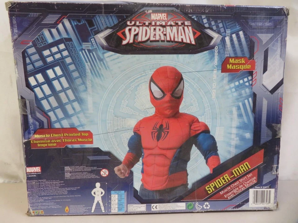 Rubies Boys Spiderman Muscle Chest Shirt Children's Halloween Costume Small 4-6 - Image 3 of 4