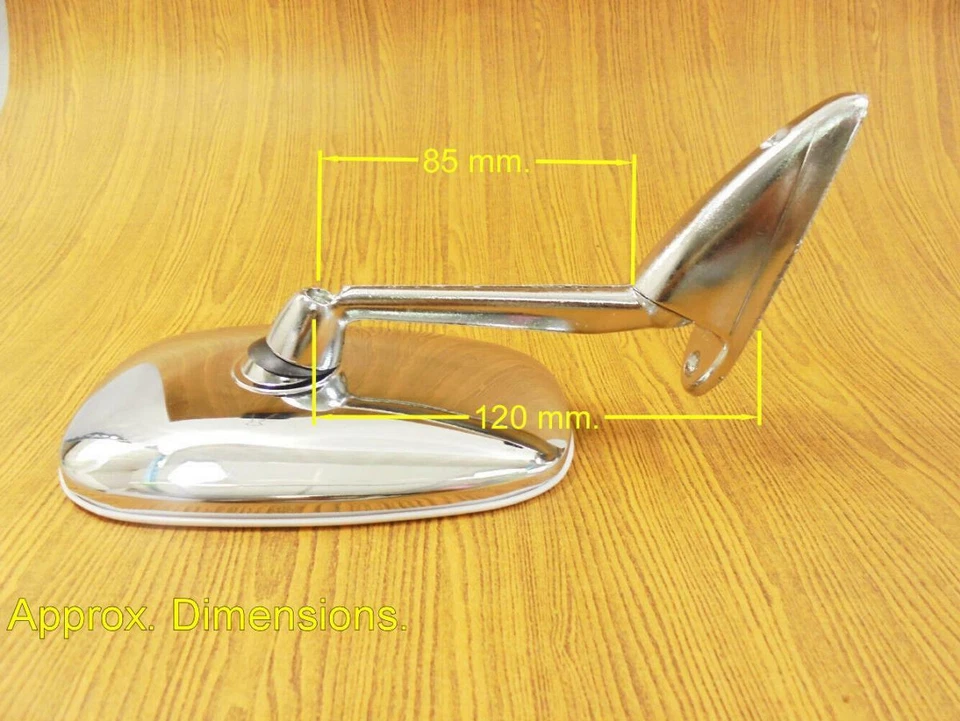 For Fiat 128 Nasr 128 GLS 1300 1969-85 Chrome Fender/Door Mirror Pair Edge Curve - image 3 of 4