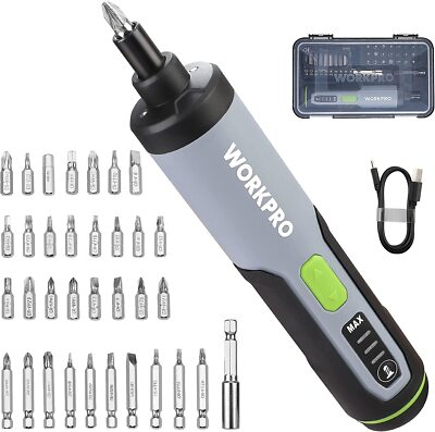 #ad #ad WORKPRO 4V Cordless Electric Screwdriver Sets Rechargeable 35 Bits Extension Rod $33.99