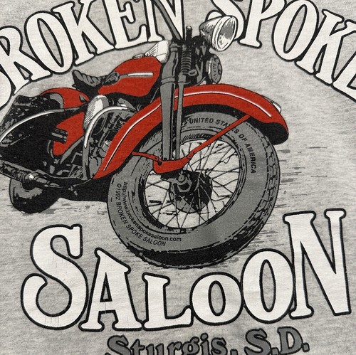 Men’s Vintage Grey Single Stitch Sturgis Broken Spoke Saloon T-Shirt 1992 - M - Picture 4 of 7