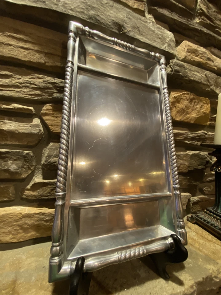 Reed & Barton Pewter Aluminum 3 Divided Tray Banded Platter 17.5” - Image 4 of 4